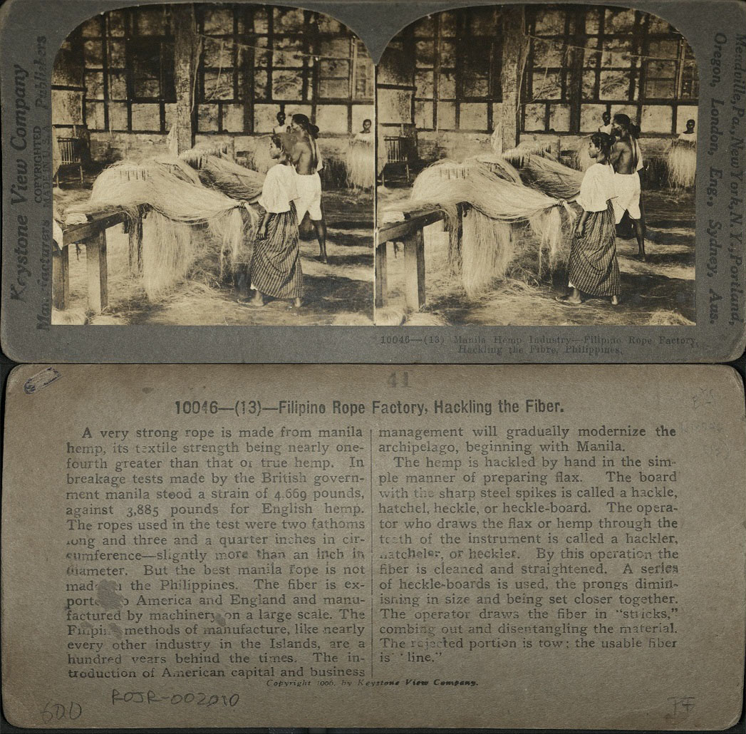 Manila Hemp Industry – Filipino Rope Factory, Hackling the Fibre, Philippines.